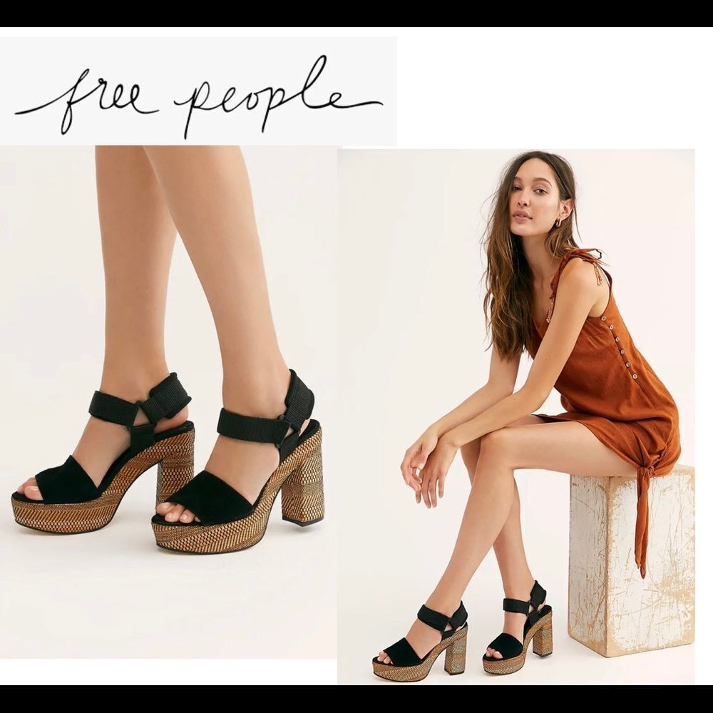 Free People Sport Society Platform Sandals black Sz 41🔥